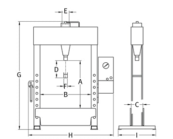 53426000 60 Tonne Electro-Hydraulic Workshop Press - Single Action Cylinder
