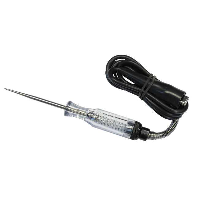 A professional circuit tester with a robust handle, a hardened steel probe, and a heavy-duty insulated rubber lead.