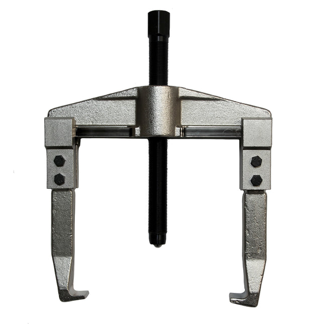 A two-legged mechanical puller with reversible jaws, show with legs set for external pulling. part no 13120000.