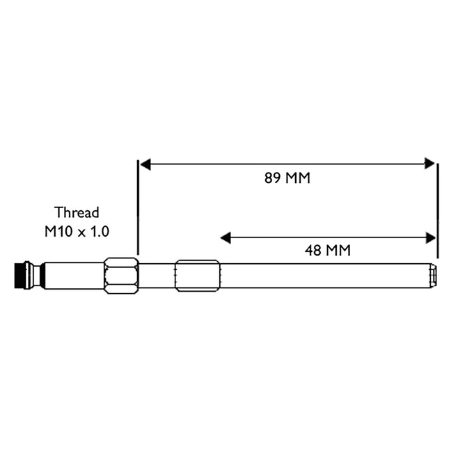 Technical drawing of a glowplug adaptor with dimensions, indicating M10 x 1.0 thread size and 25.56 mm length.