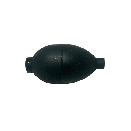 A small black rubber bulb pump
