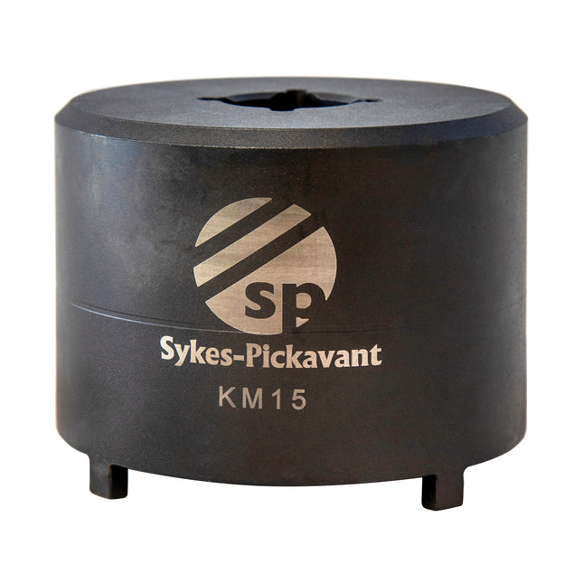 A black Sykes-Pickavant KM15 socket tool designed for tightening and loosening lock nuts.