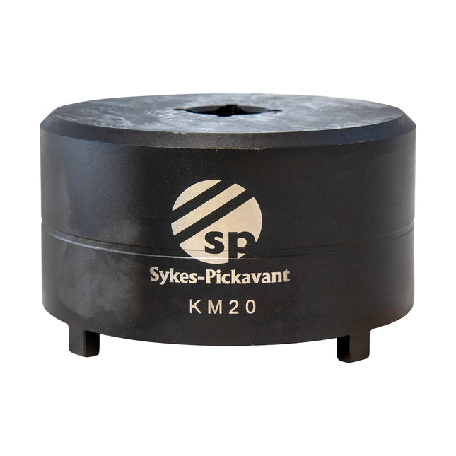 A black Sykes-Pickavant KM20 socket tool designed for tightening and loosening lock nuts.