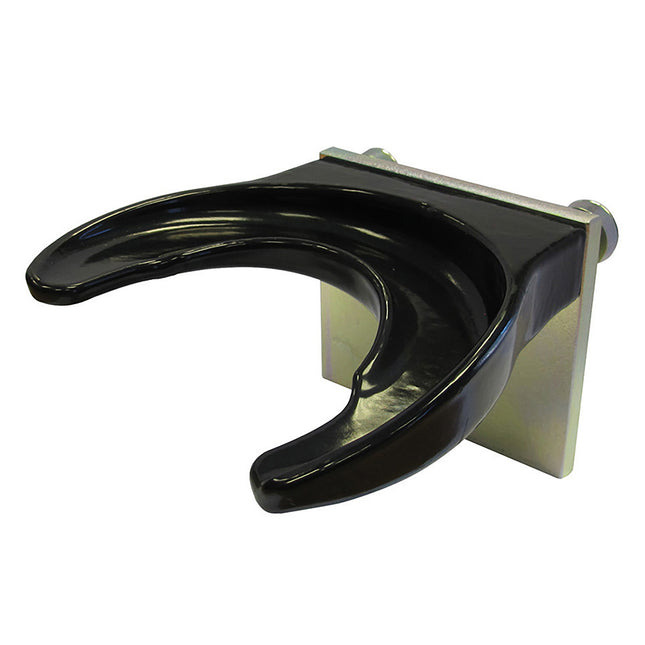 A black metal bracket designed for suspension workstations.