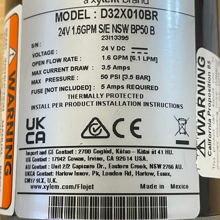 D32X010BR - Flojet Pump 3.5bar