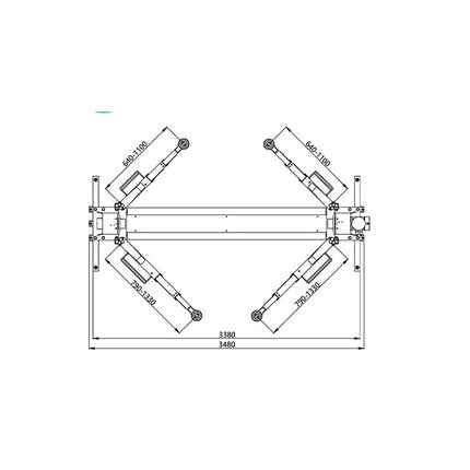 Dimenisons above - Symmetric Electro-Hydraulic 2 Post Lift 